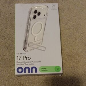 onn Clear Rugged Kickstand Case for iPhone 17 Pro - Transparent